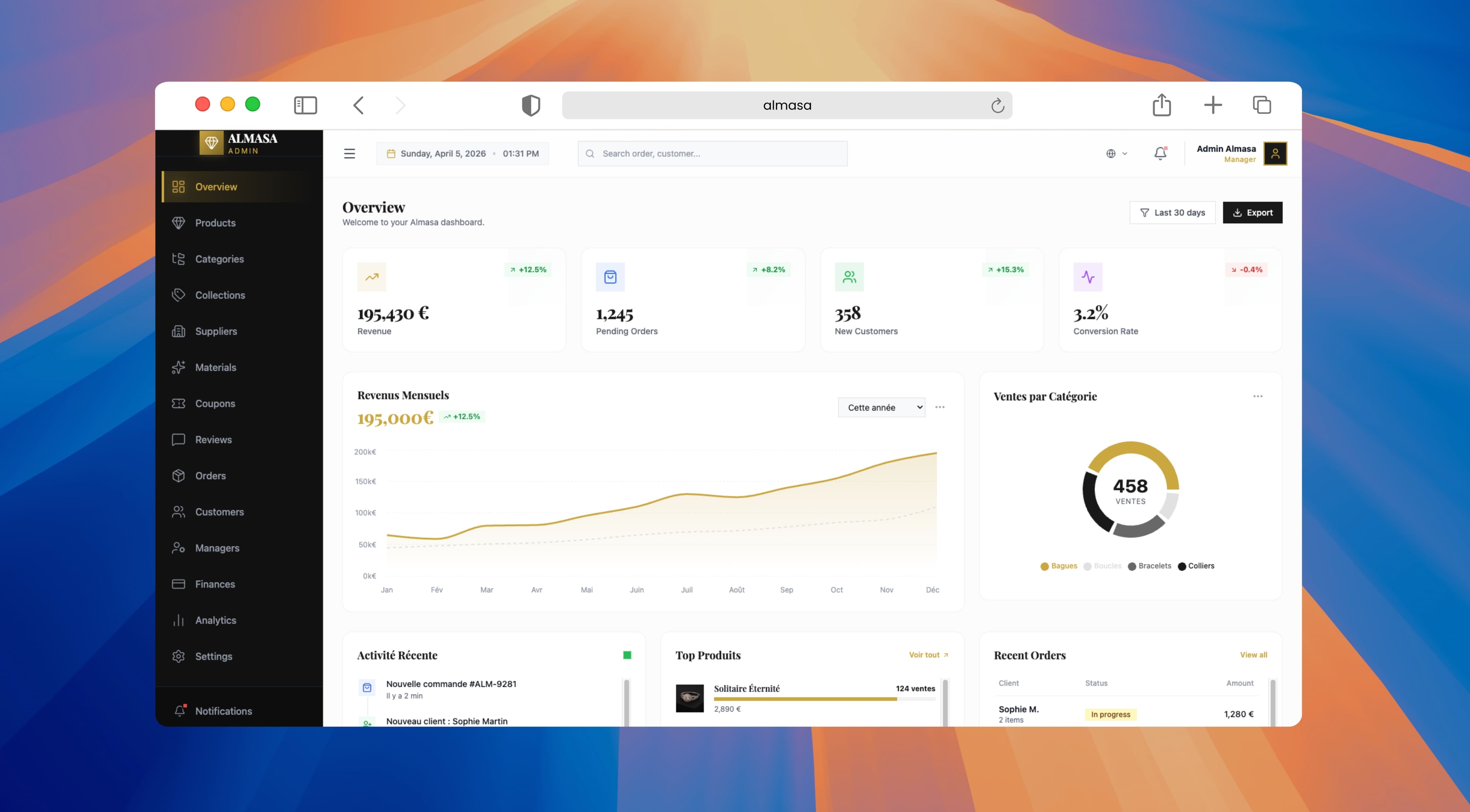 Almasa — Plateforme e-commerce de bijouterie