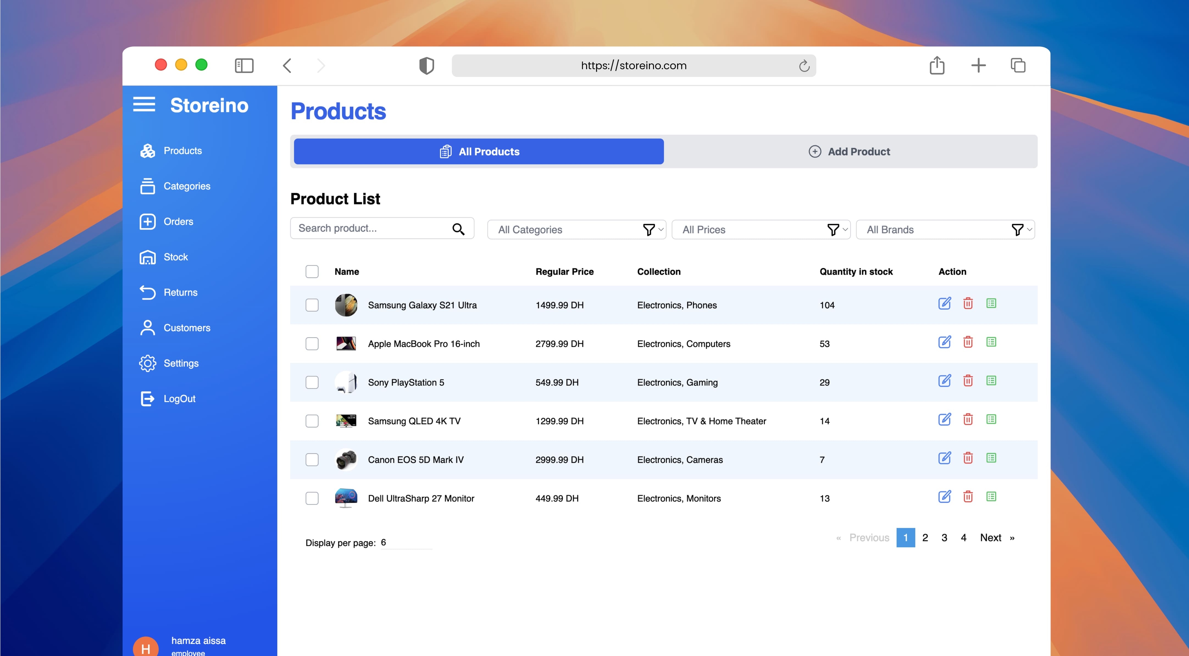 Application de point de vente pour Storeino